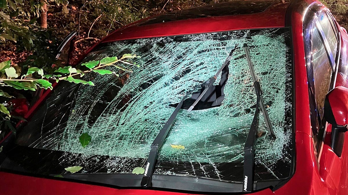 Windshield of car police say struck troopers in Maine