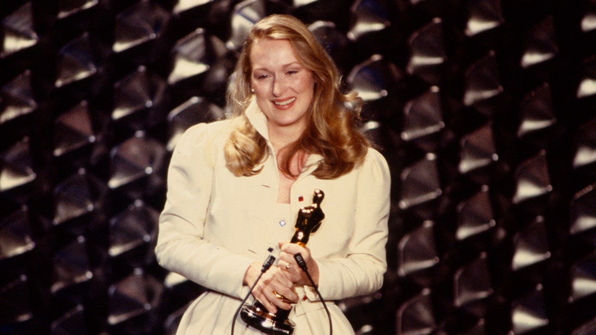 Meryl Streep accepting an Oscar in 1980