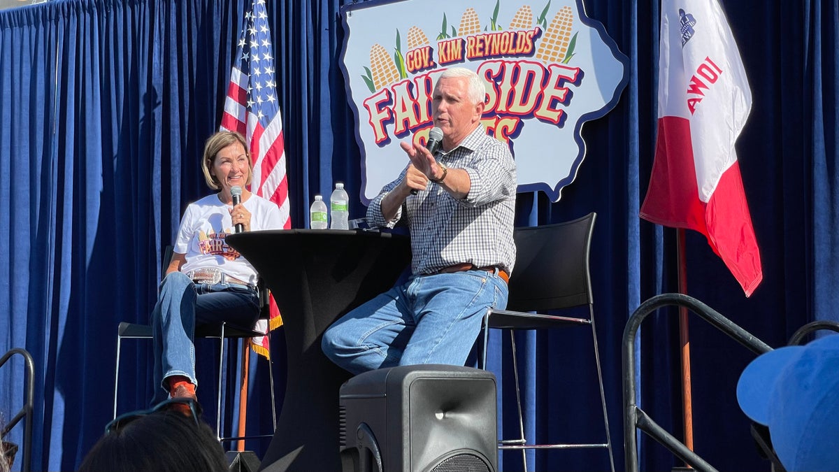 Former Vice President Mike Pence interviewed by Iowa Gov. Kim Reynolds