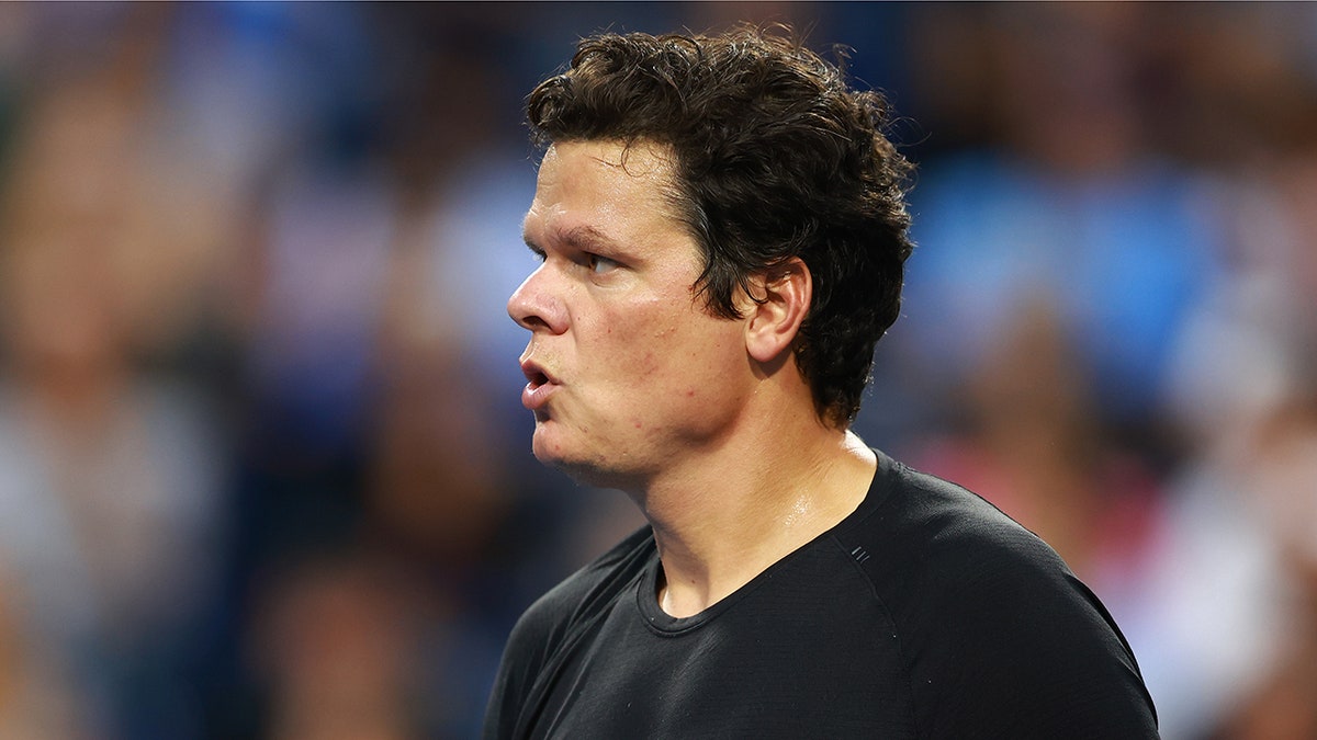 Milos Raonic reacts