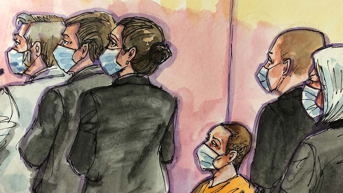 A court sketch depicts Nima Momeni’s arraignment in San Francisco