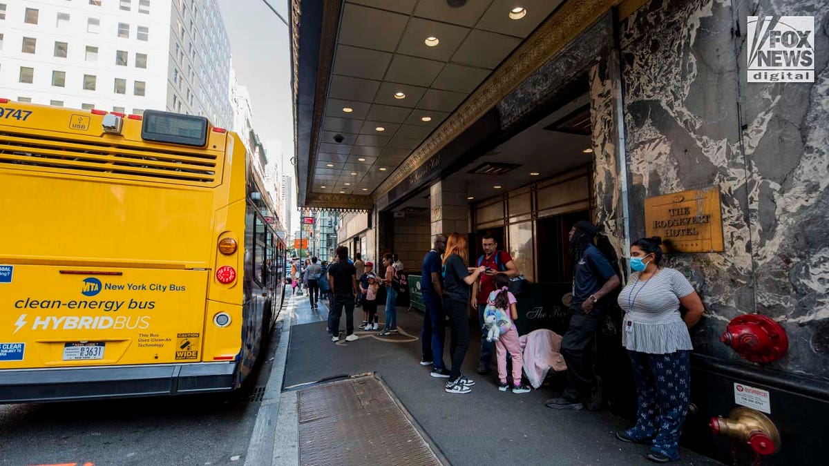 Migrants arriving at Roosevelt Hotel in New York City