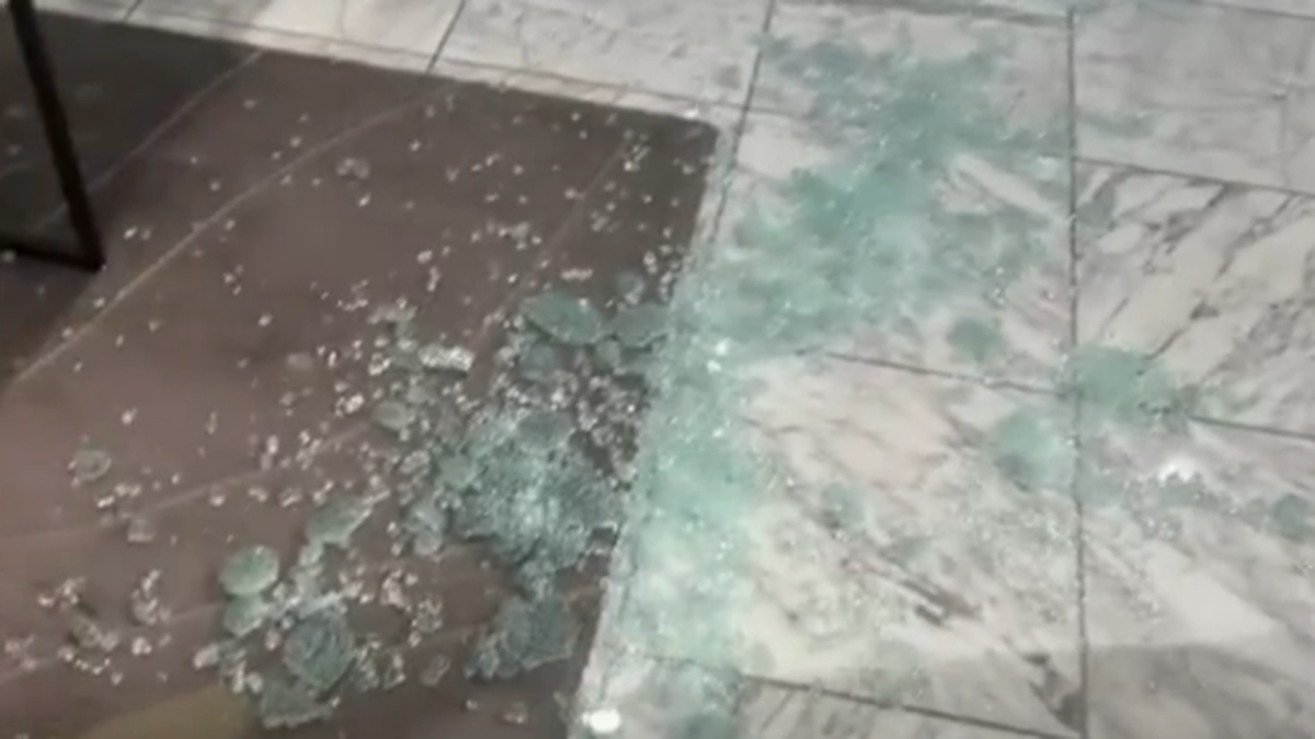 Broken glass in California Nordstrom store