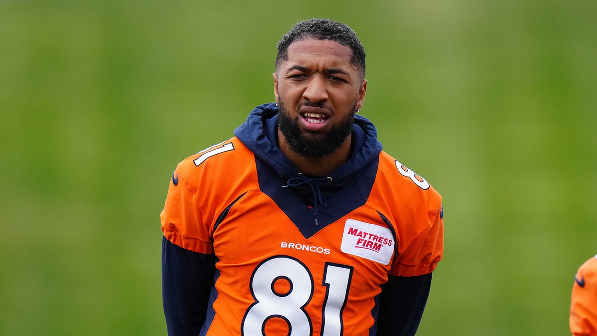 Tim Patrick workouts at the Broncos training facility