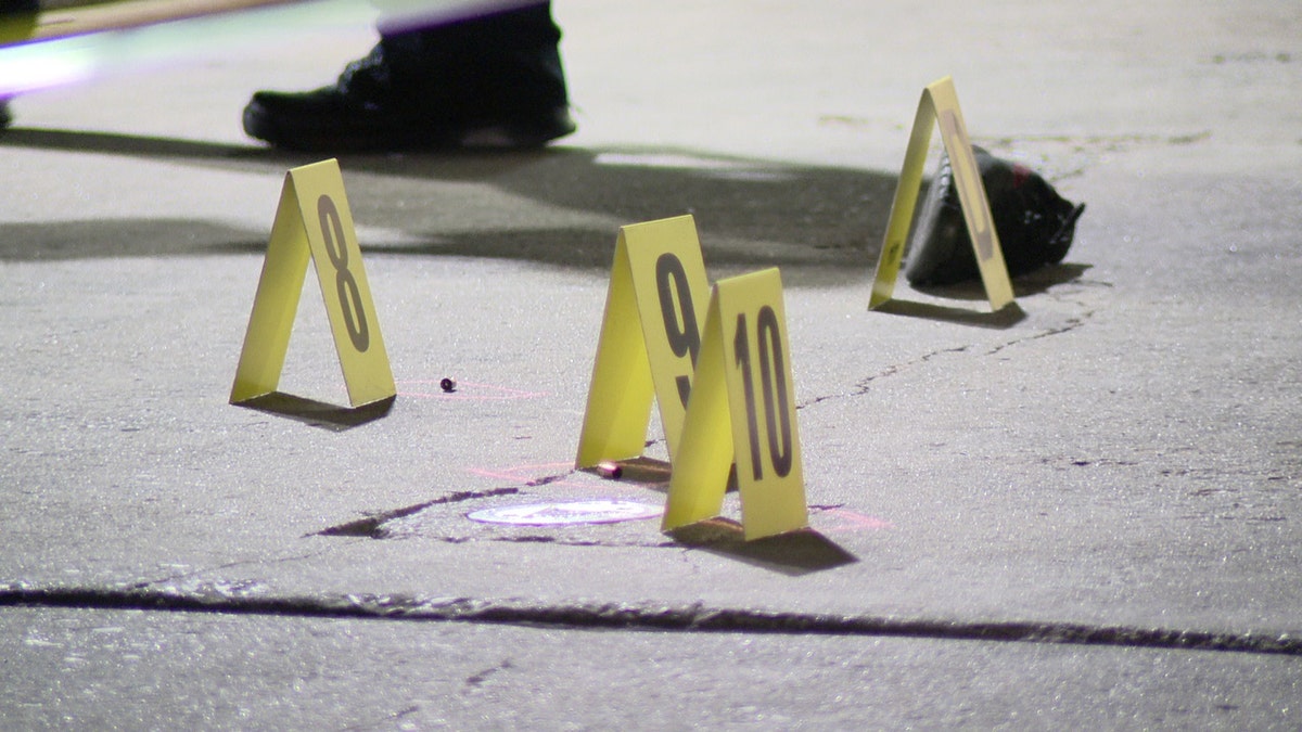 evidence markers on ground