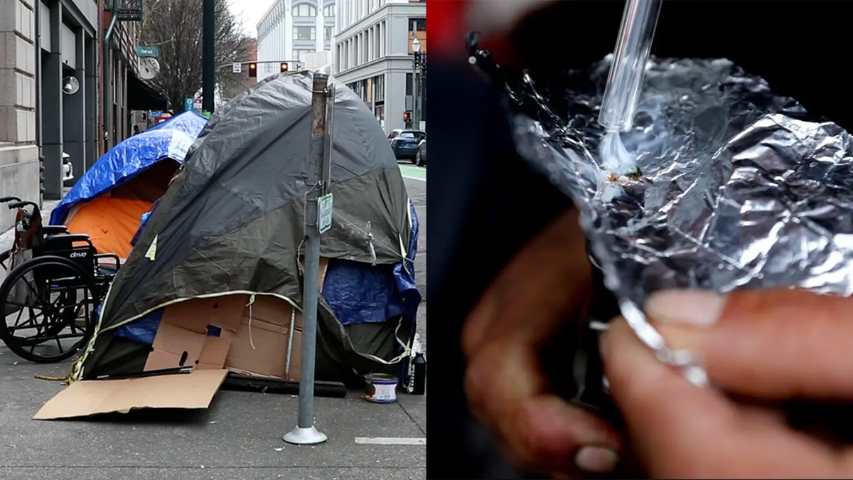 Drogas e tendas em Portland.