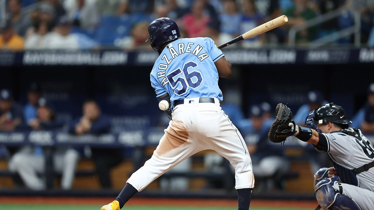 Randy Arozarena hit by pitch