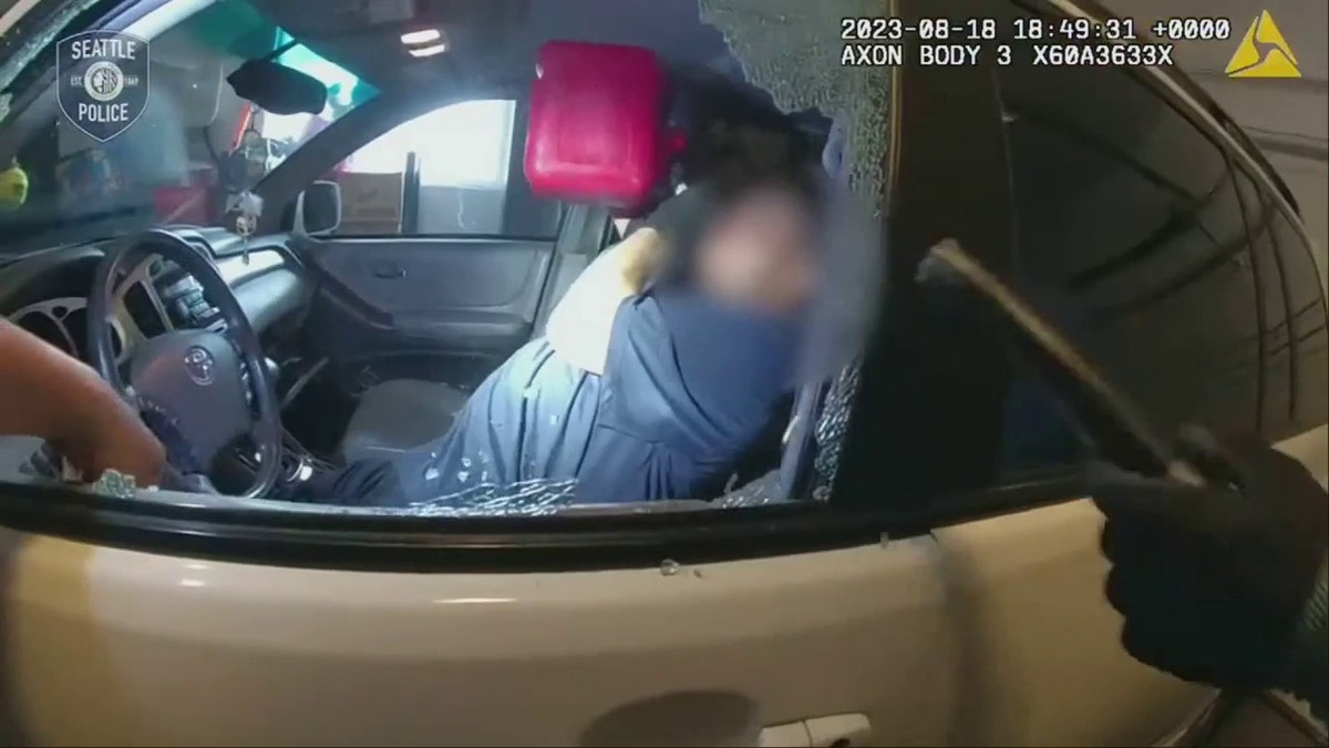suspect drinking from gas can inside car