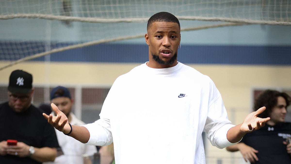 Saquon Barkley speaks to student-athletes