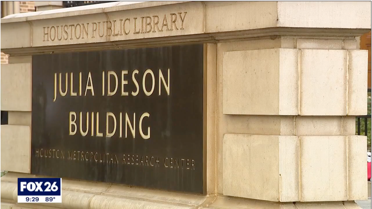 Pictured is the outside of the Houston Public Library