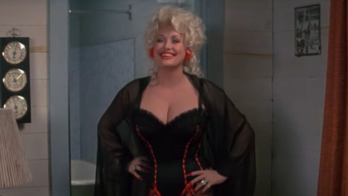 A photo of Dolly Parton in "The Best Little Whorehouse in Texas."
