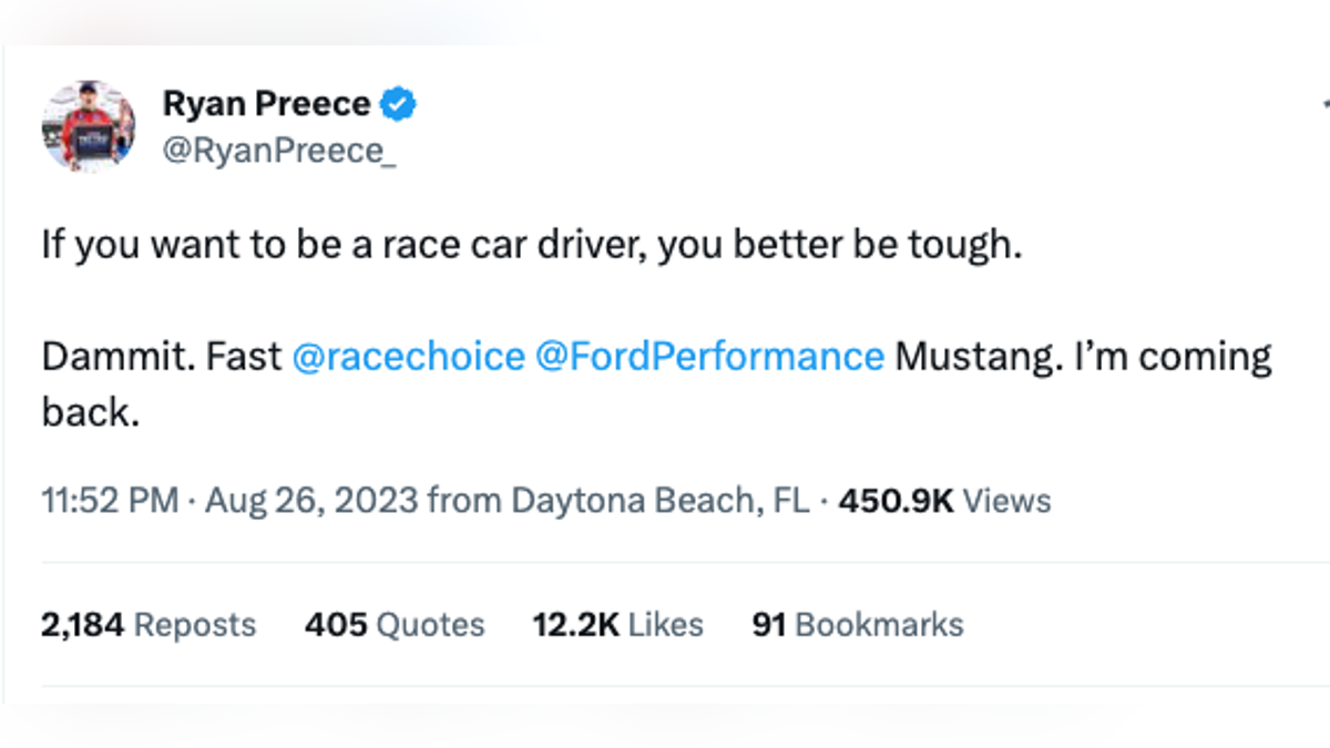 Ryan Preece tweet