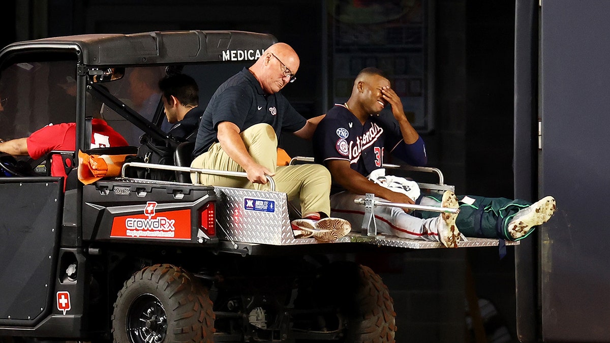 Washington Nationals outfielder Stone Garrett emotional on cart