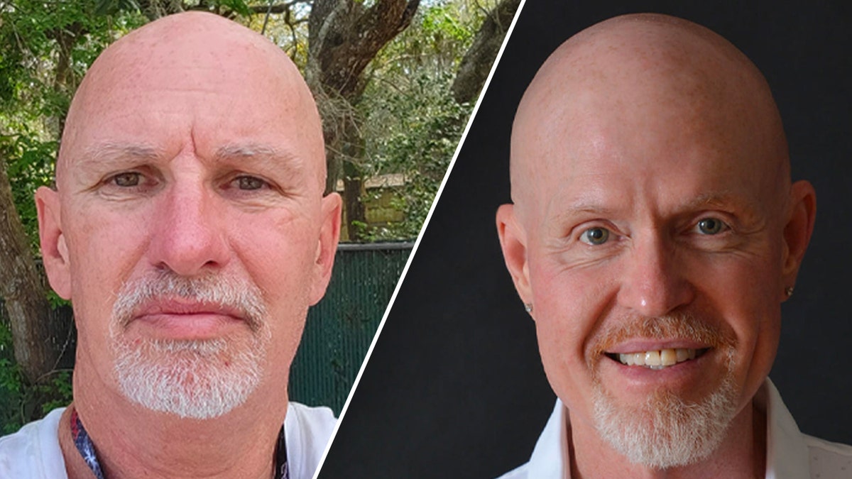 Swilley Smith split image, both have bald heads and white goatees