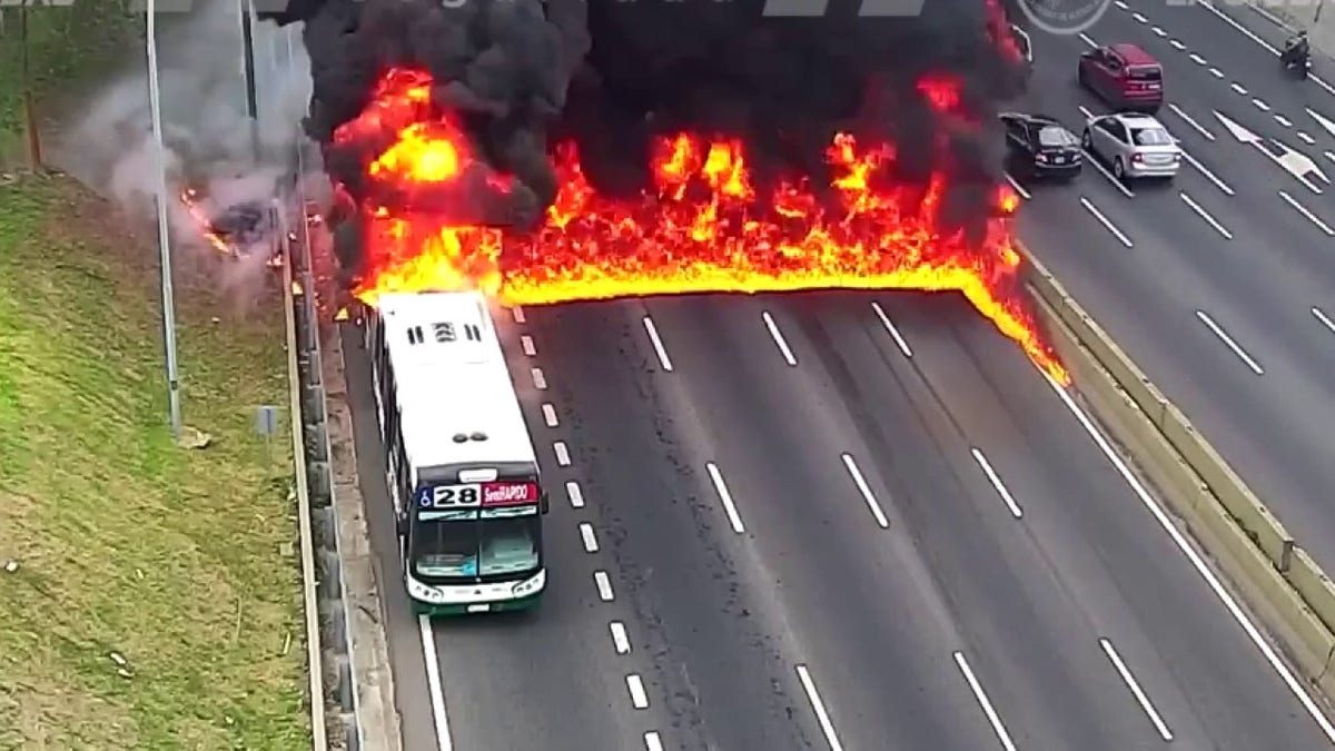 Bus fire in Argentina