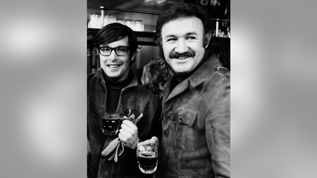 Black and white photo of William Friedkin and Gene Hackman