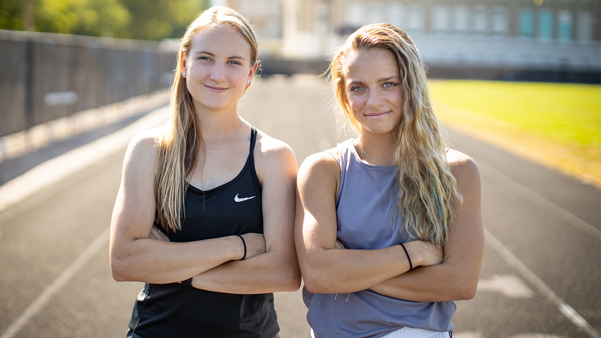 collegiate track athletes Mary Kate Marshall (left) and Madison Kenyon (right).