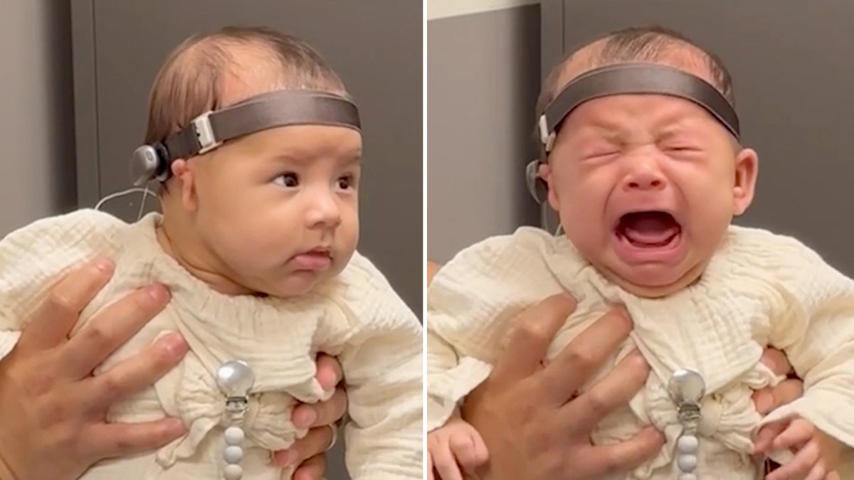 Baby hears father's voice for the first time
