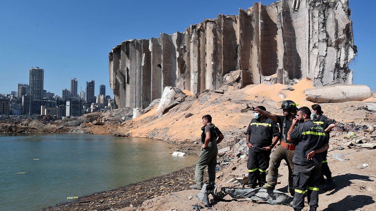 people survey beirut port blast site