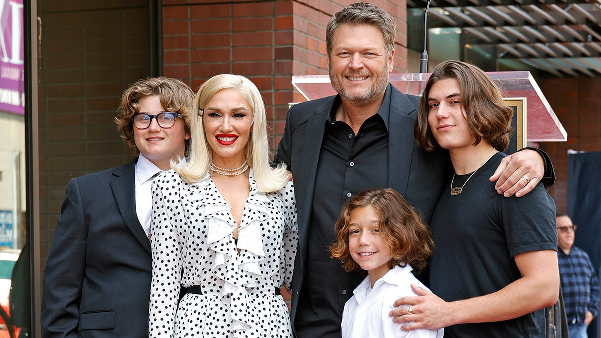 Blake Shelton, Gwen Stefani, and her sons on the Hollywood Walk of Fame