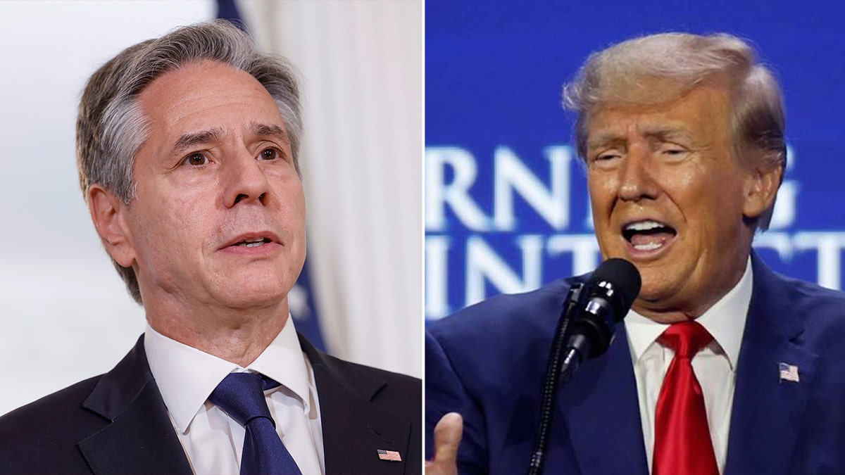 Blinken and Trump split image