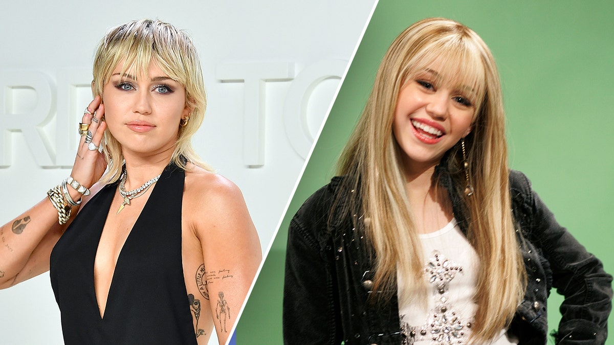 miley cyrus hannah montana split photo