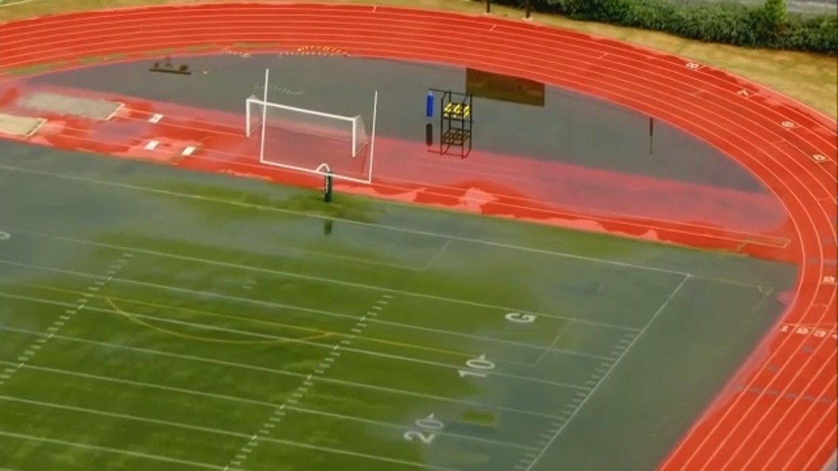 California football field with water
