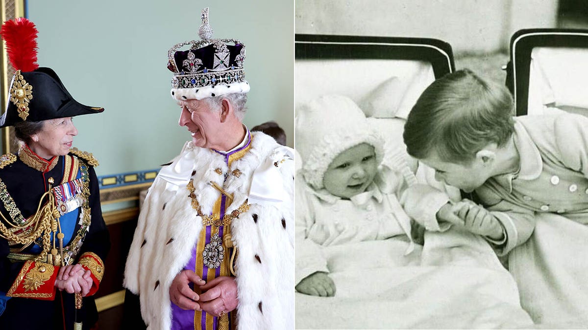 king charles and princess anne at coronation/ charles and anne as infants