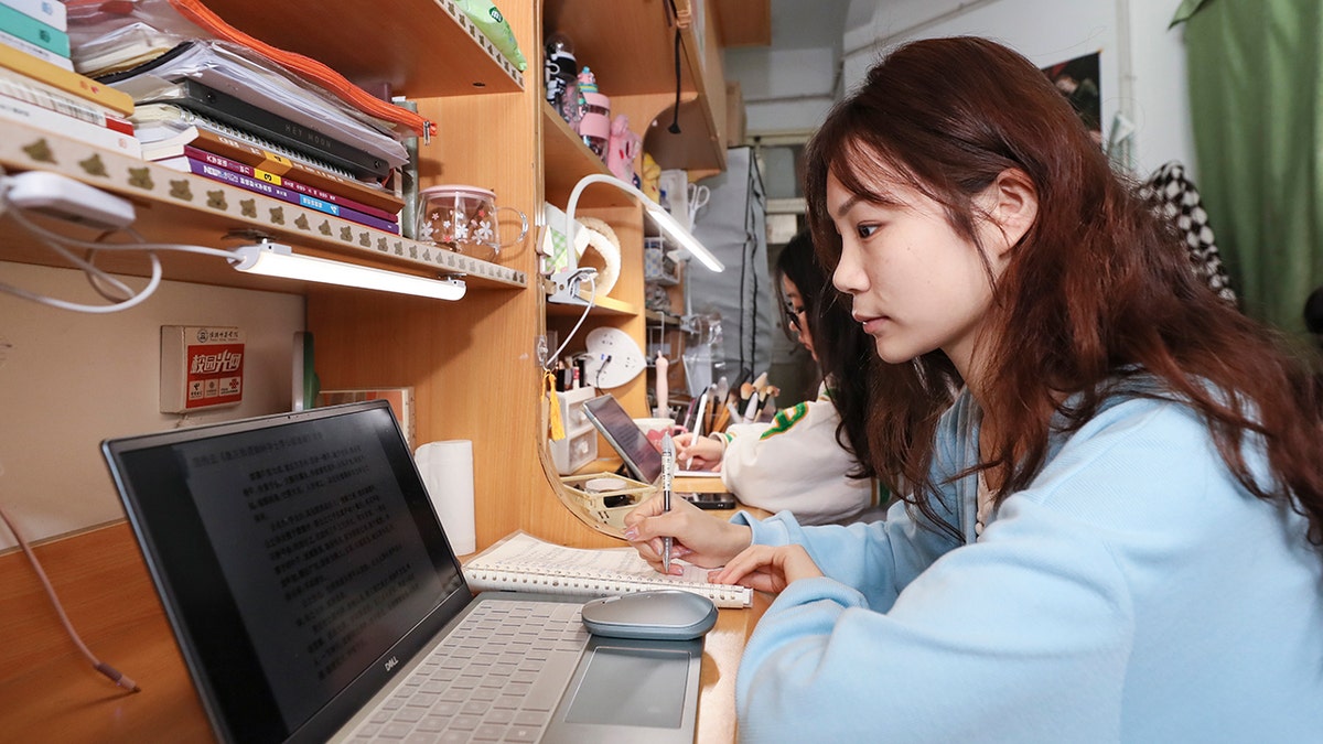 College student at desk