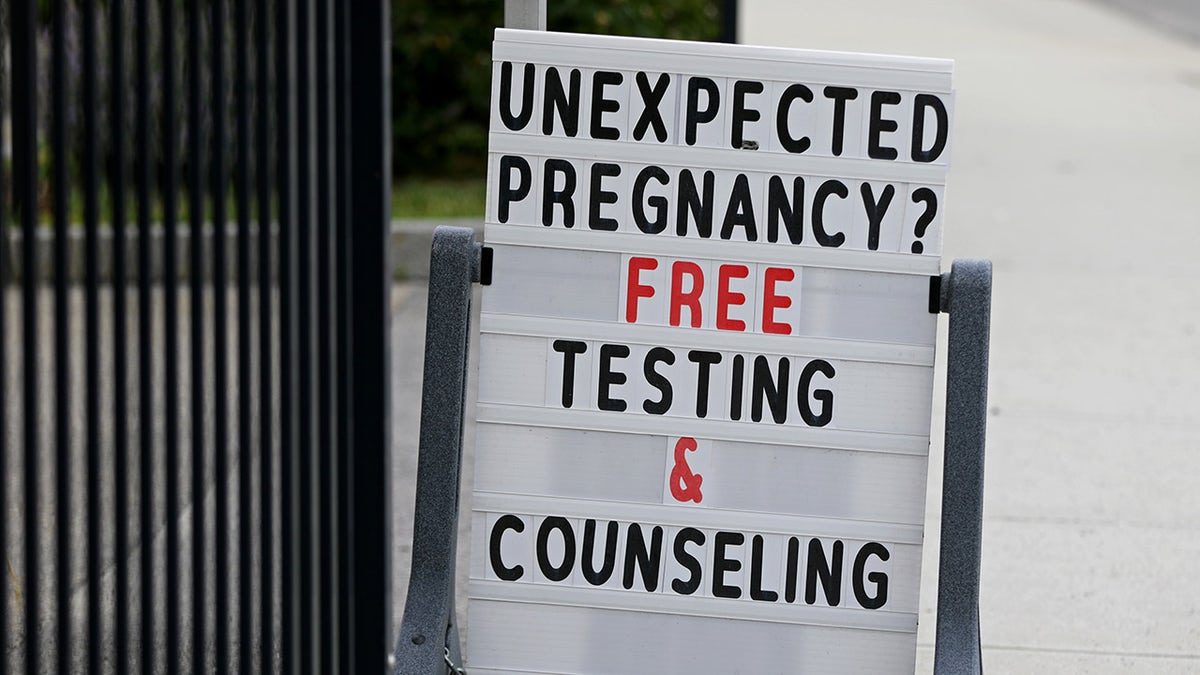 sign outside a crisis pregnancy center