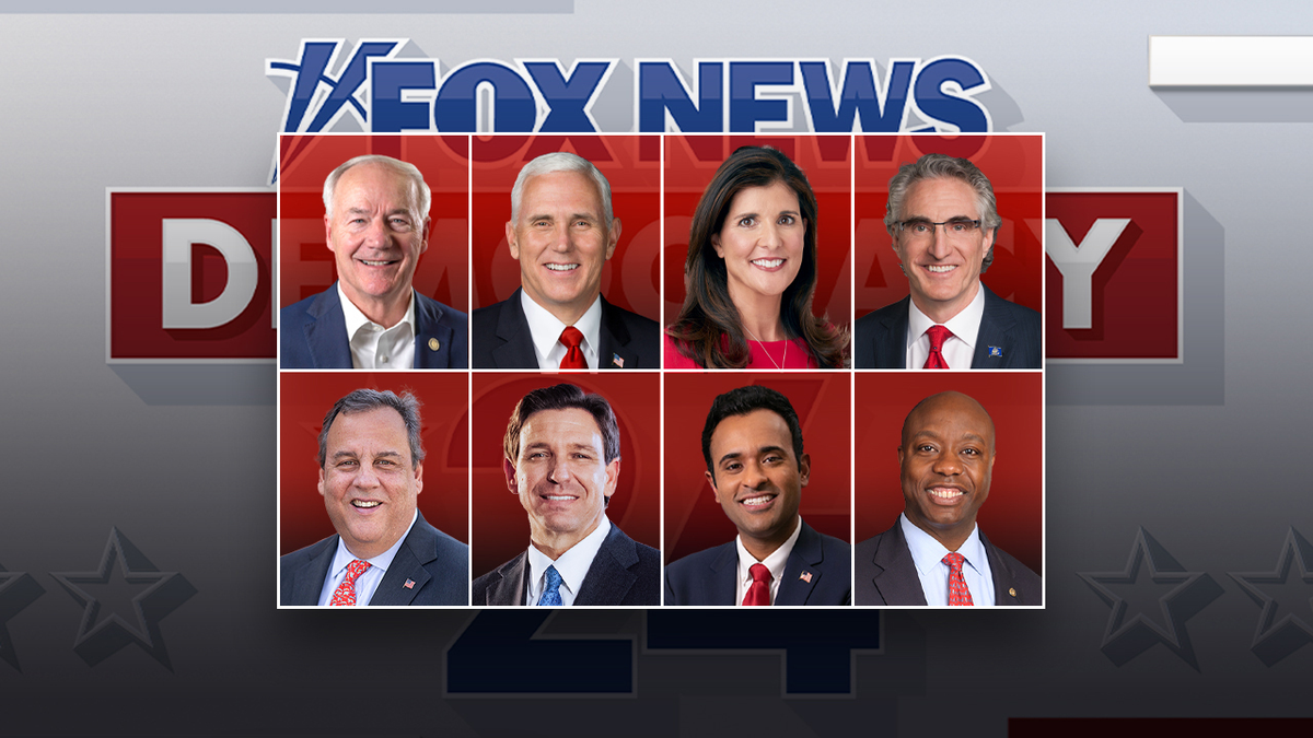 Fox News graphich with headshots of debate participants