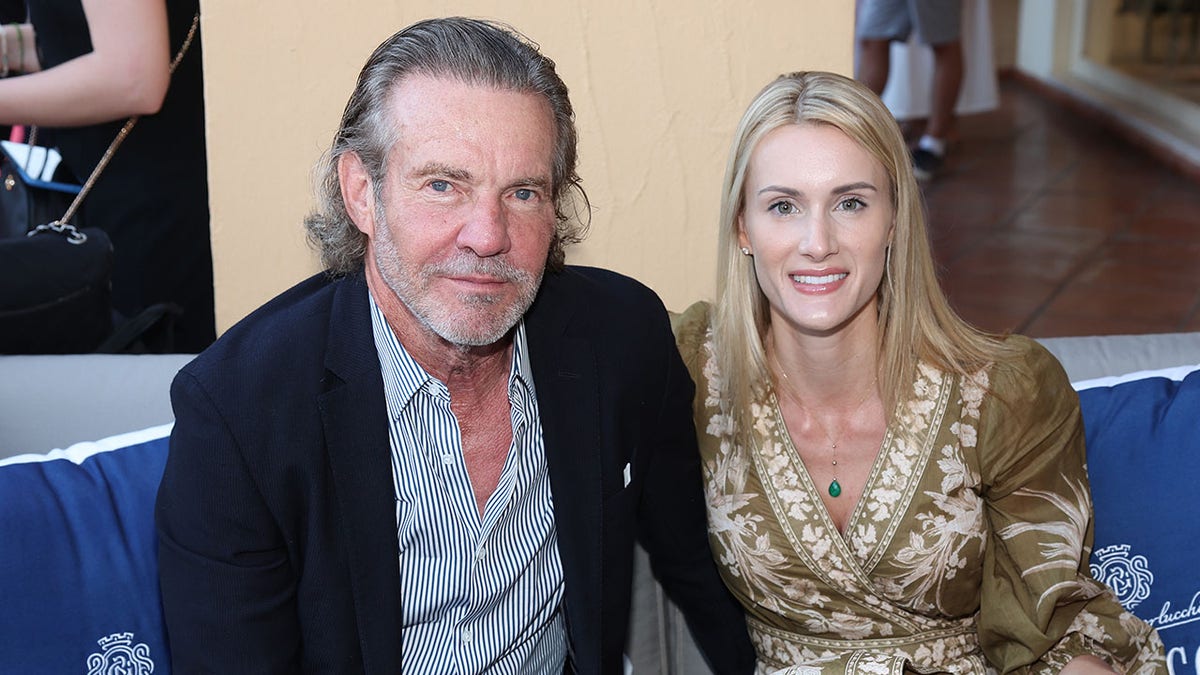 A photo of Dennis Quaid with wife Laura Savoie.