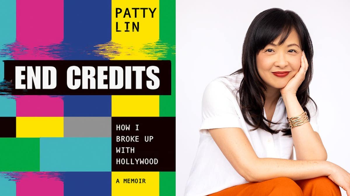 A split of Patty Lin and her book cover