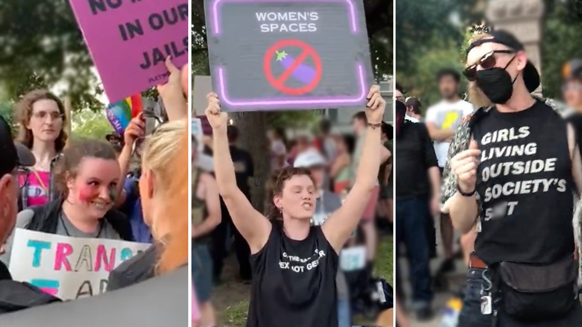 Pro-transgender activists clash at pro-women rally in Texas