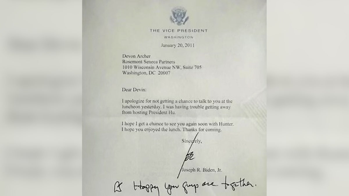 Biden note to Archer