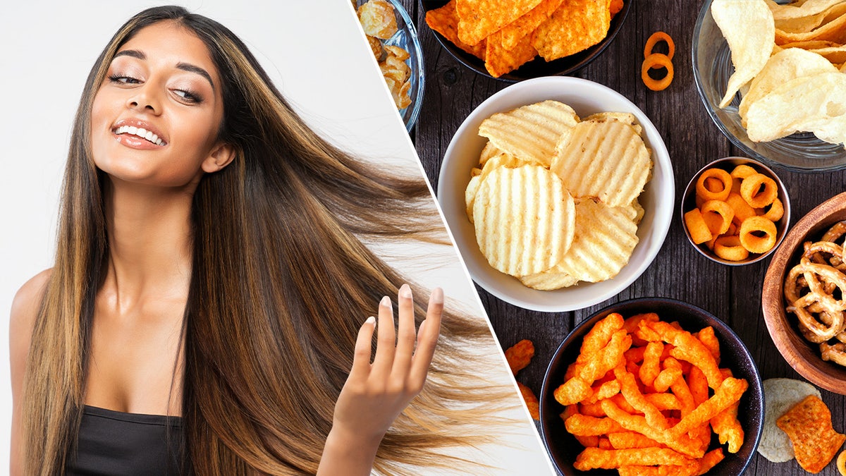 girl at photoshoot and snack food