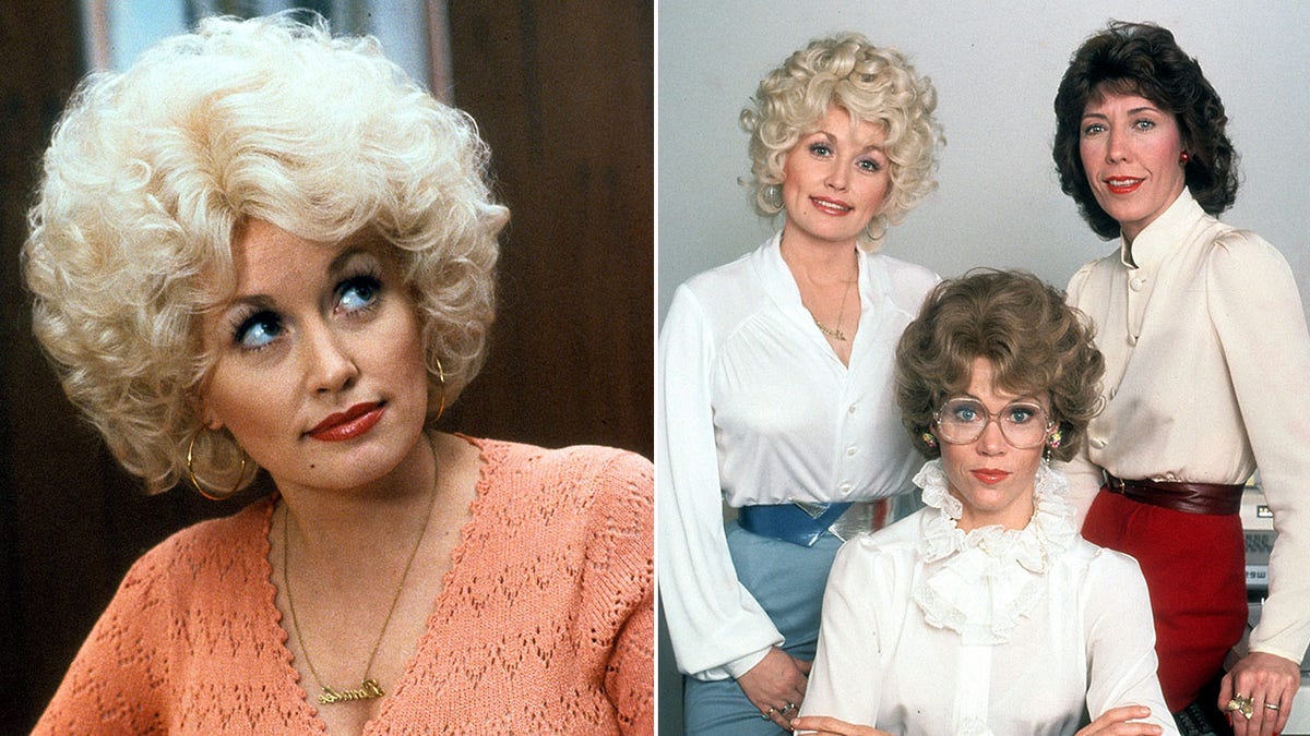 Photos of Dolly Parton, Jane Fonda and Lily Tomlin in "9 to 5."