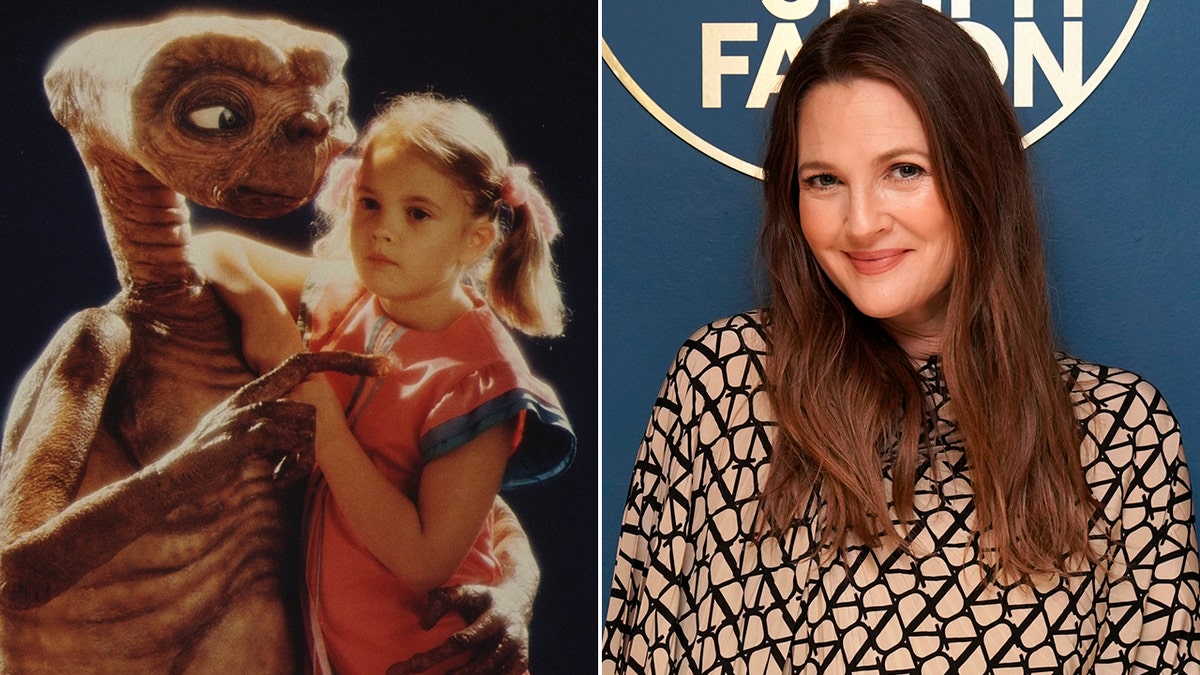 Drew Barrymore then and now split