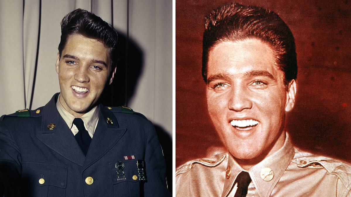 Elvis Presley wears Army uniform in portrait snaps