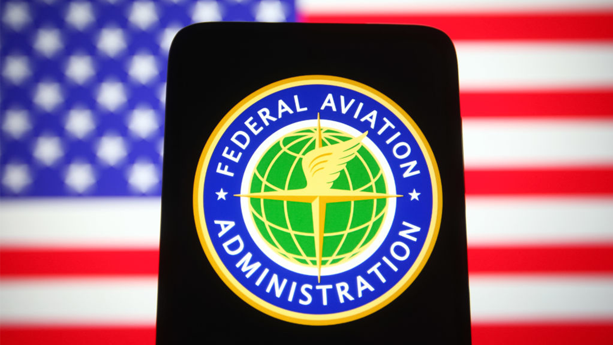 FAA logo in front of the US flag