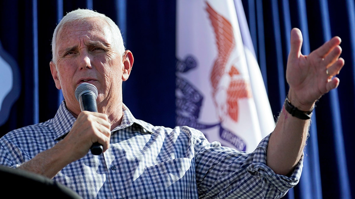 Former Vice President Mike Pence speaks at Iowa State Fair