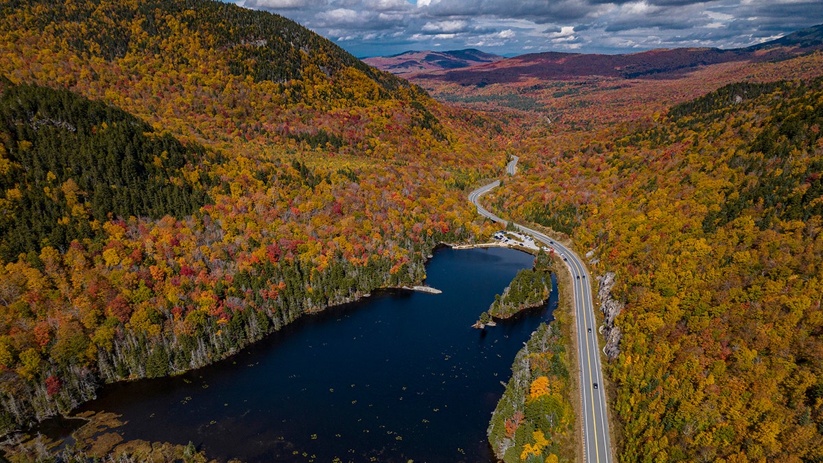 Aerial view of Franconia Notch, New Hampshire