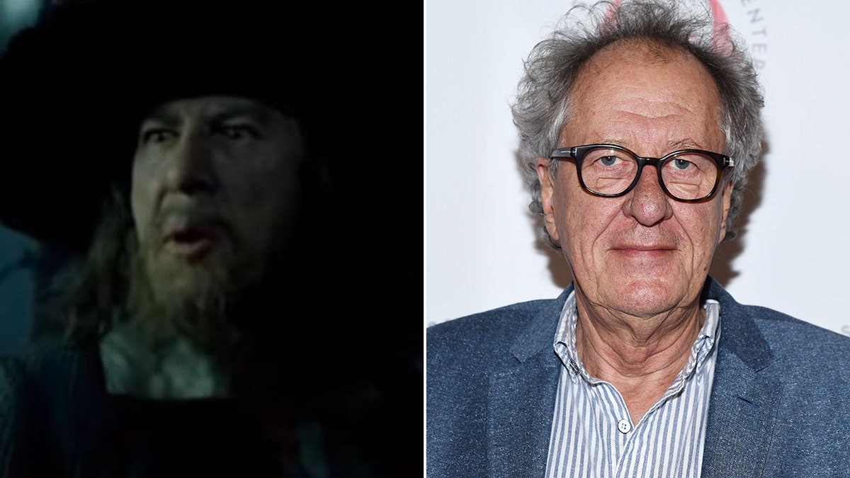 Geoffrey Rush then and now split