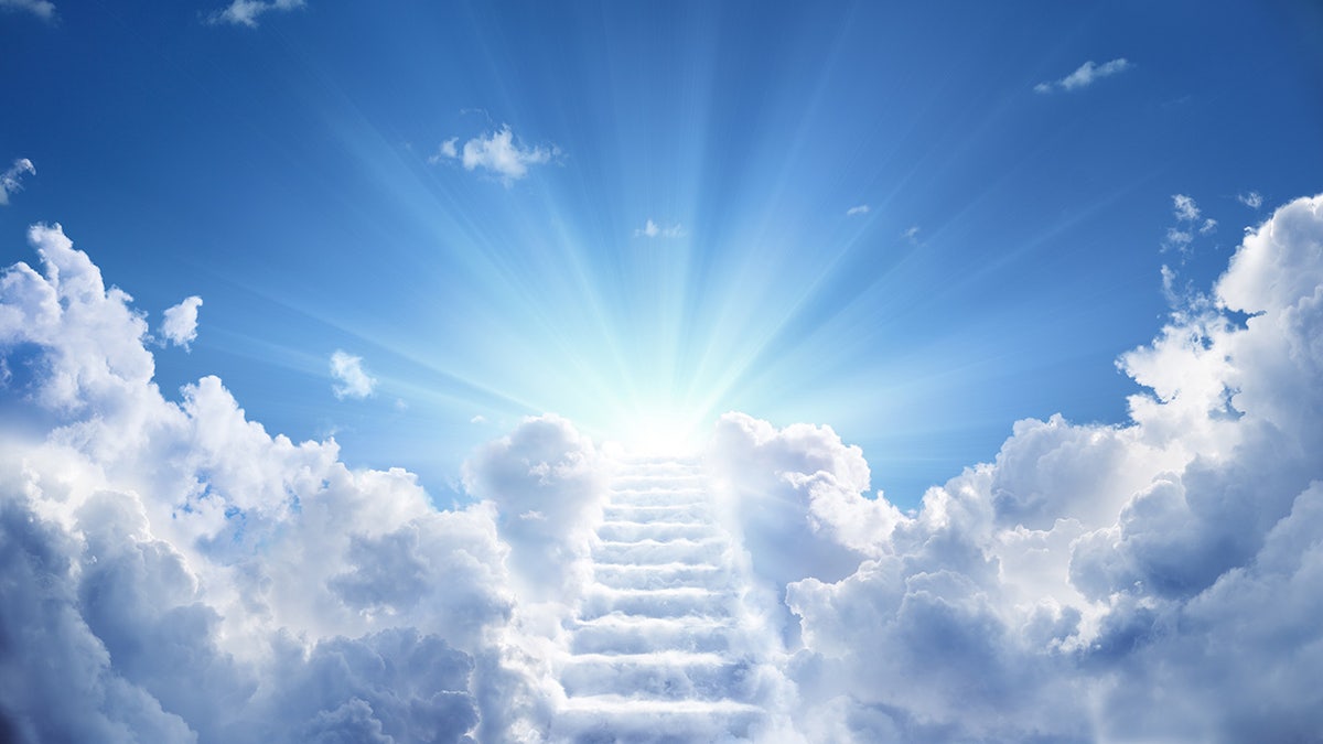 Stairs Leading Up To Heavenly Sky Toward The Light
