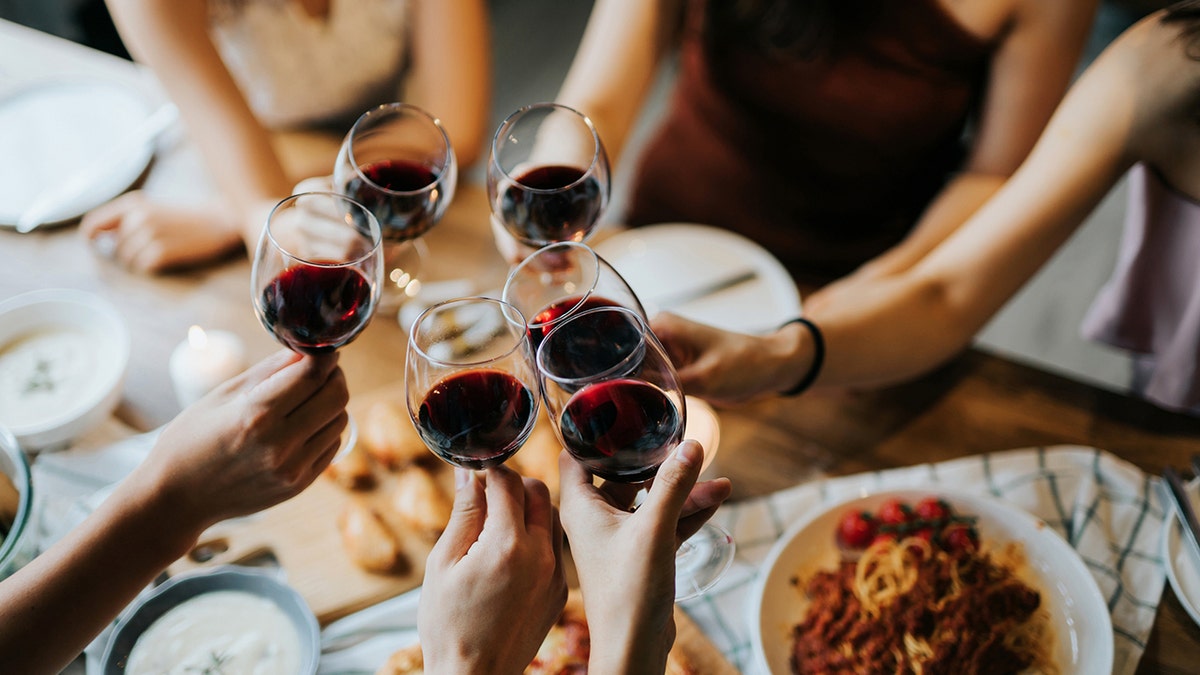 friends cheers wine glasses