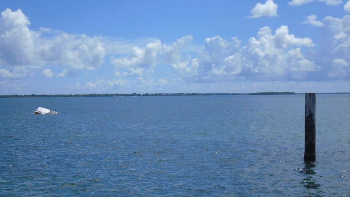 George Pino's converted boat near the station marker on the water