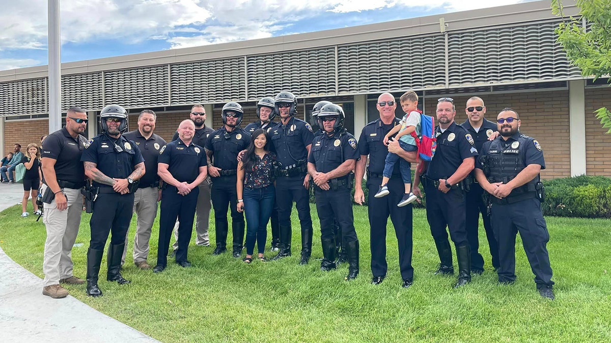 Jackson with police at school