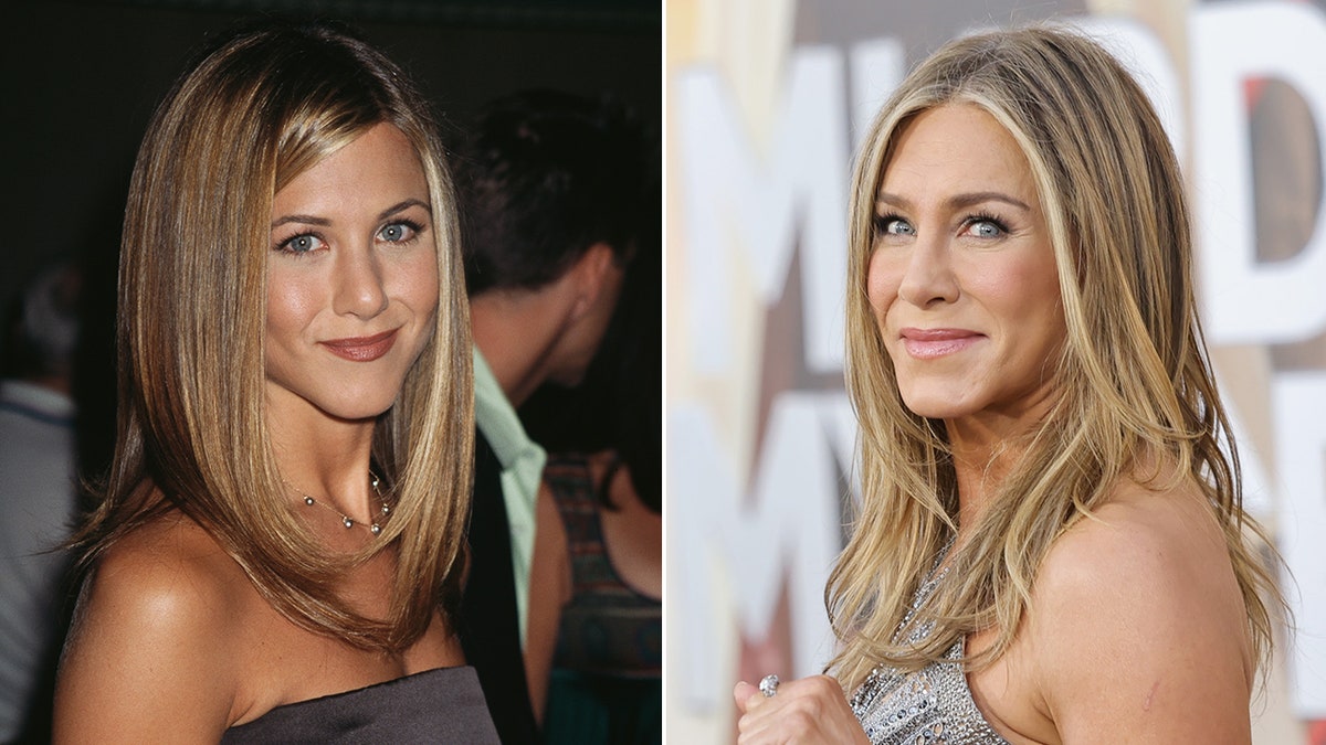 Jennifer Aniston in a tube top soft smiles on the carpet split Jennifer Aniston in a sparkly dress wows on the carpet in 2023