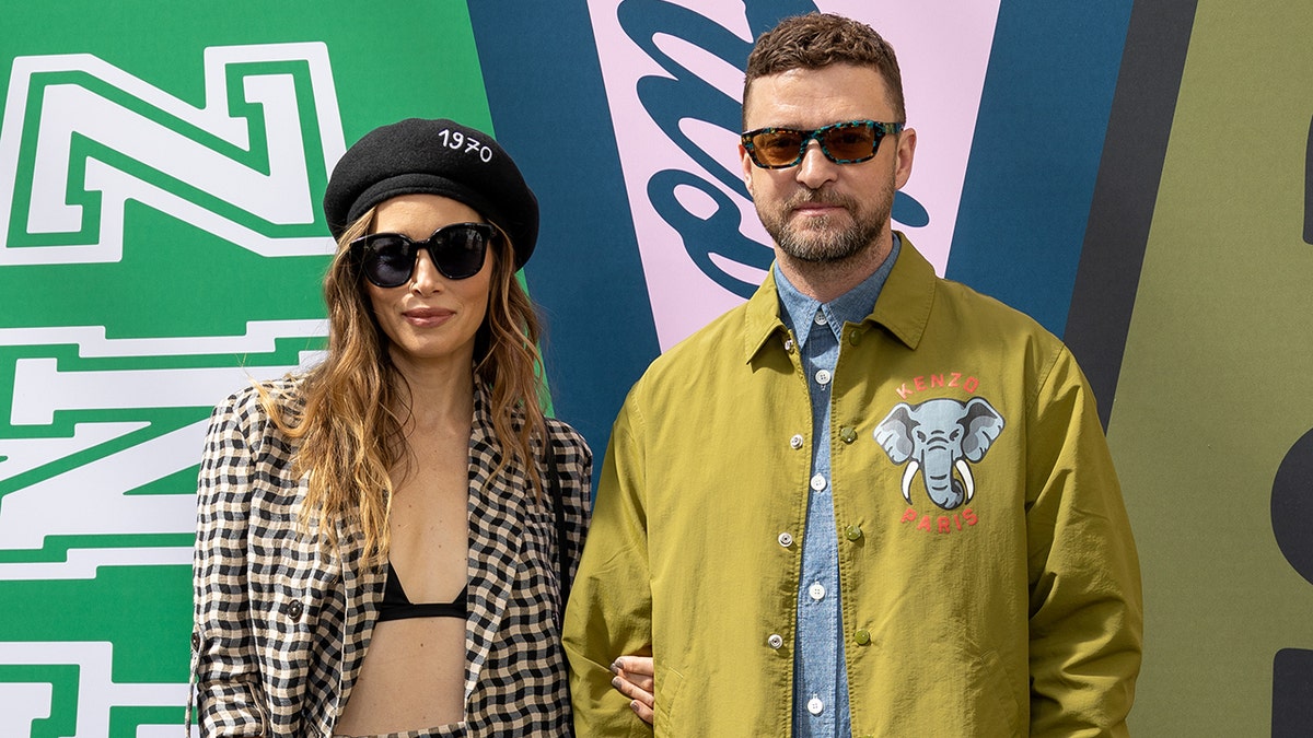 Justin Timberlake and Jessica Biel at Paris Fashion Week