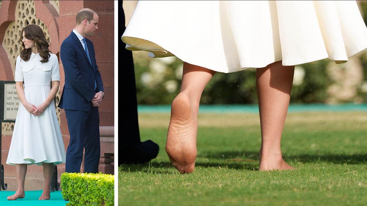Kate Middleton with her shoes off in India
